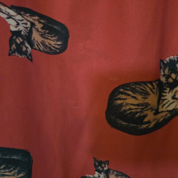 MODCLOTH - Minor Damange -  Cat Print Tank Top Collared V Neck Blouse in‎ Red 1X - Picture 10 of 11